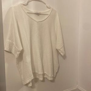 oversized white textured shirt